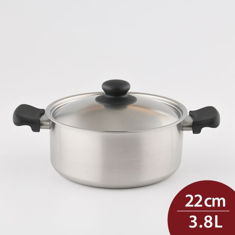 柳宗理 18-8不鏽鋼 霧面雙耳淺湯鍋 22cm 3.8L 日本製