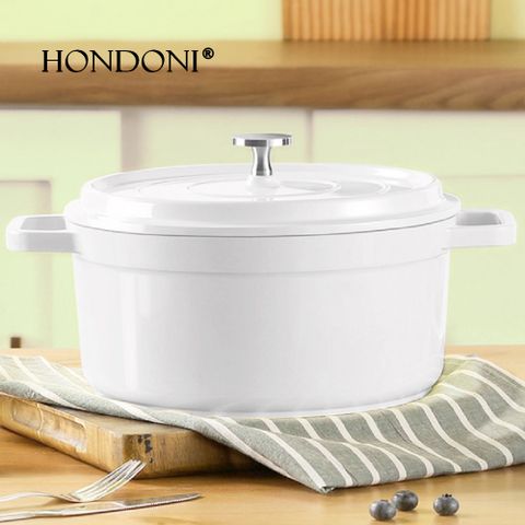 HONDONI 新一代陶瓷琺瑯鍋又是白KI-W(贈防燙三角帽)