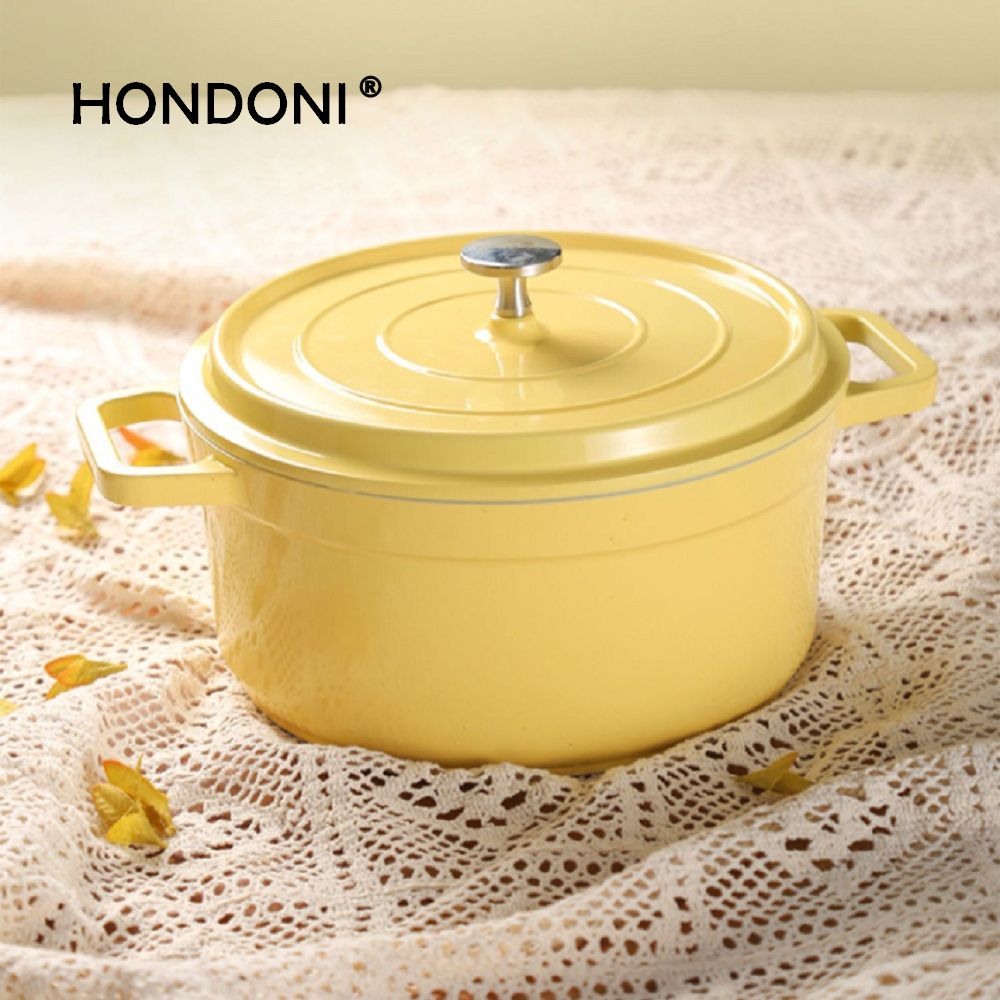HONDONI 新一代陶瓷琺瑯鍋雅典黃KI-YA(贈防燙三角帽)