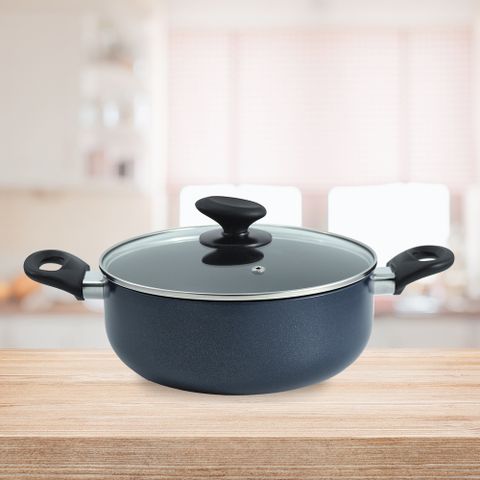 樂司廚品/多功能鑽石級不沾湯鍋-附蓋-22cm-2支