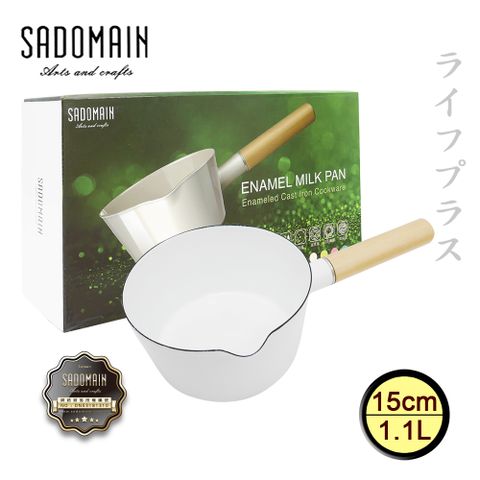 【SADOMAIN】仙德曼 琺瑯單柄牛奶鍋-15cm / 1.1L-雪白-1入