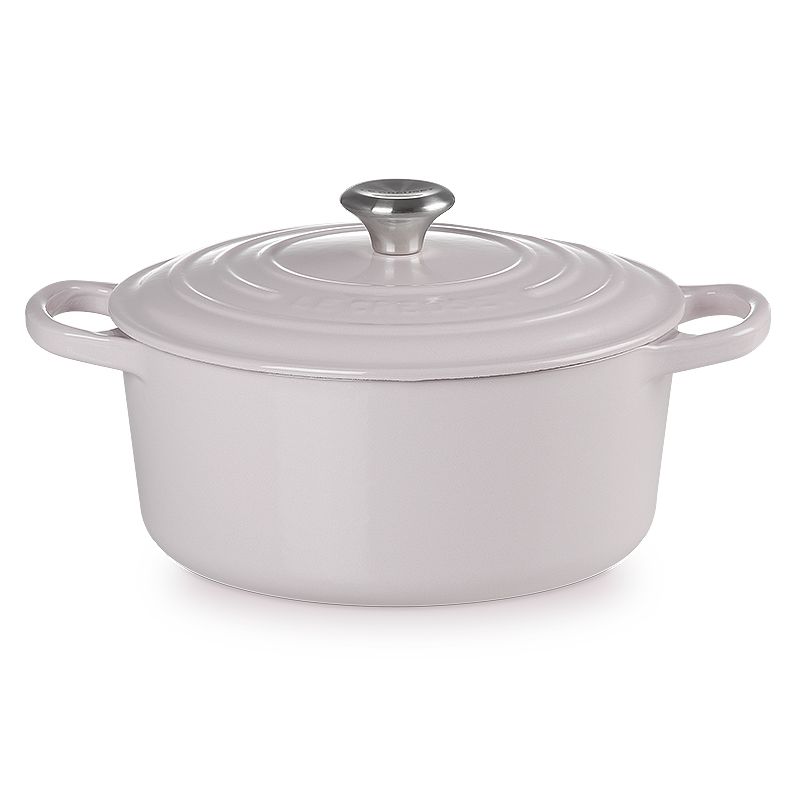 LE CREUSET -典藏琺瑯鑄鐵鍋圓鍋22cm(柔粉紫/醇酒紅/棉花白/湖水藍)