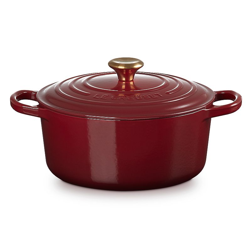 LE CREUSET -典藏琺瑯鑄鐵鍋圓鍋22cm(柔粉紫/醇酒紅/棉花白/湖水藍)