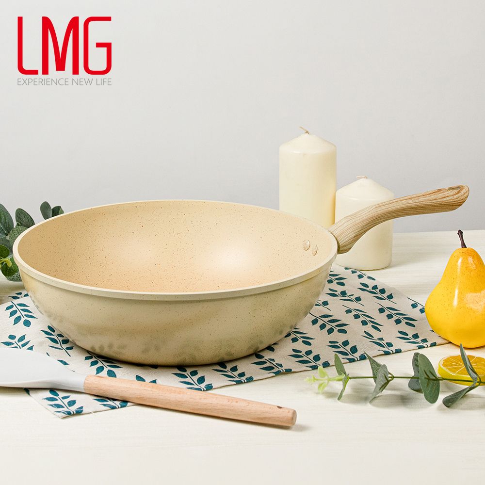 lmg 香草系列日式不沾炒鍋28CM贈矽膠料理用具*1