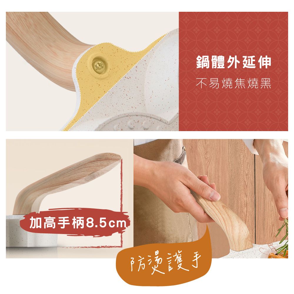 鼎匠 升級加大煎區★3合1早餐煎蛋鍋雞蛋漢堡鍋牛排荷包蛋模具麥飯石不沾平底鍋(米白2圓+1長方IH電磁爐)