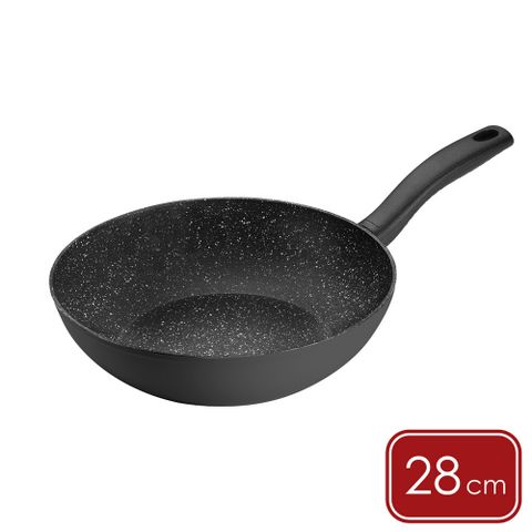 《GHIDINI》石紋不沾平底鍋(黑28cm)