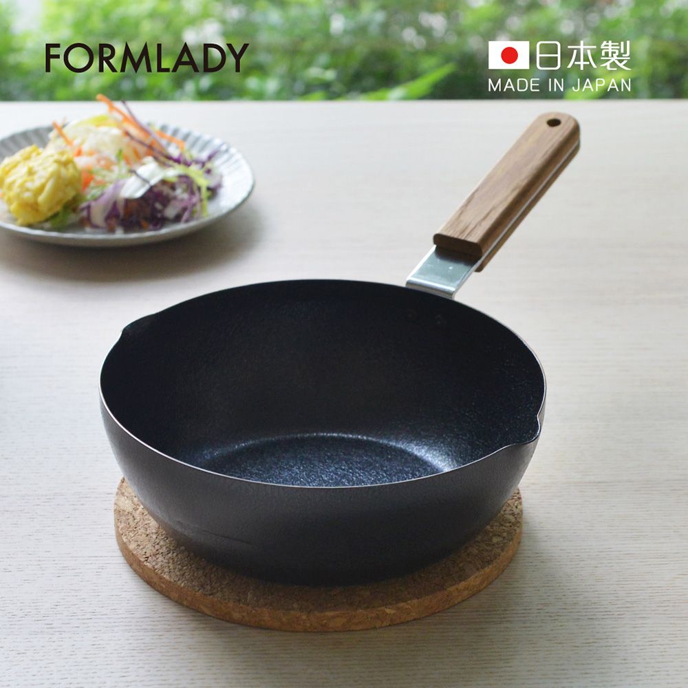 FORMLADY 小泉誠 ambai日製原木柄深型鐵炒鍋-20cm