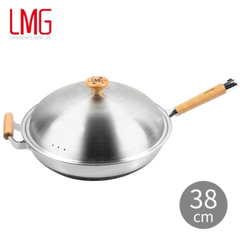 【LMG】38cm台灣製316不鏽鋼櫻花紋不沾七層鑄造炒鍋