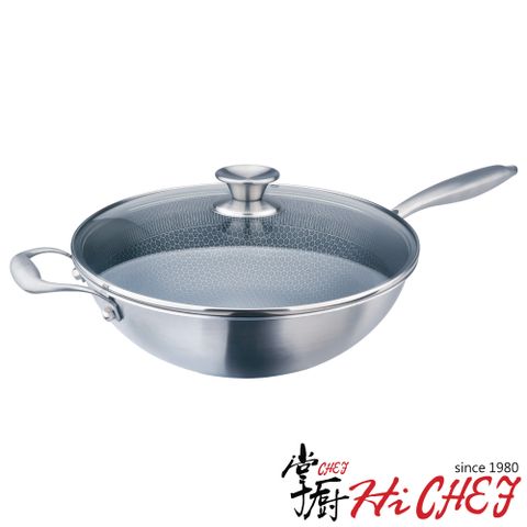 《掌廚HiCHEF》316不鏽鋼3D蜂巢式煎炒鍋30CM