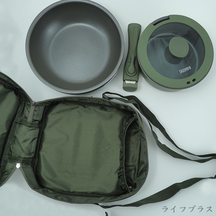 SADOMAIN 仙德曼 露營鍋具組-24cm不沾鍋系列-黑色-1組  (附收納袋)