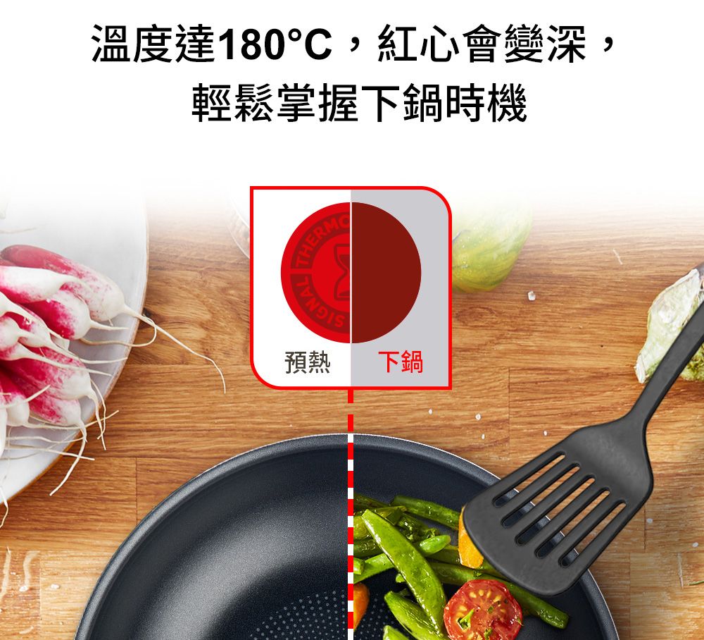 溫度達180,紅心會變深,輕鬆掌握下鍋時機SIGNALTHERM預熱下鍋