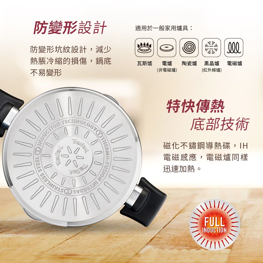 Tefal 特福 法國 香頌不鏽鋼系列聰明瀝水24CM雙耳湯鍋(加蓋)