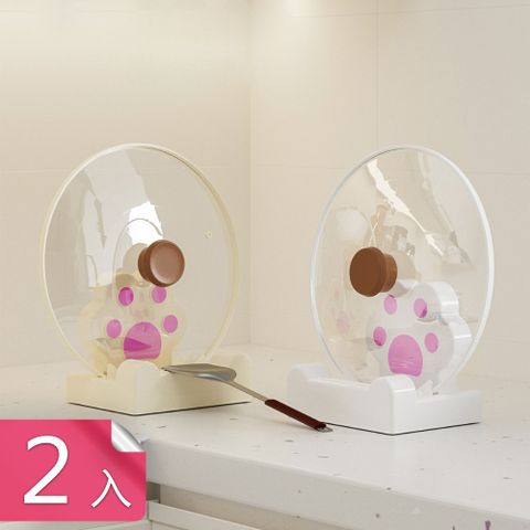 【荷生活】自帶接水槽貓掌造型鍋蓋置物架 一架多用穩固不傾倒鍋蓋收納架-2入