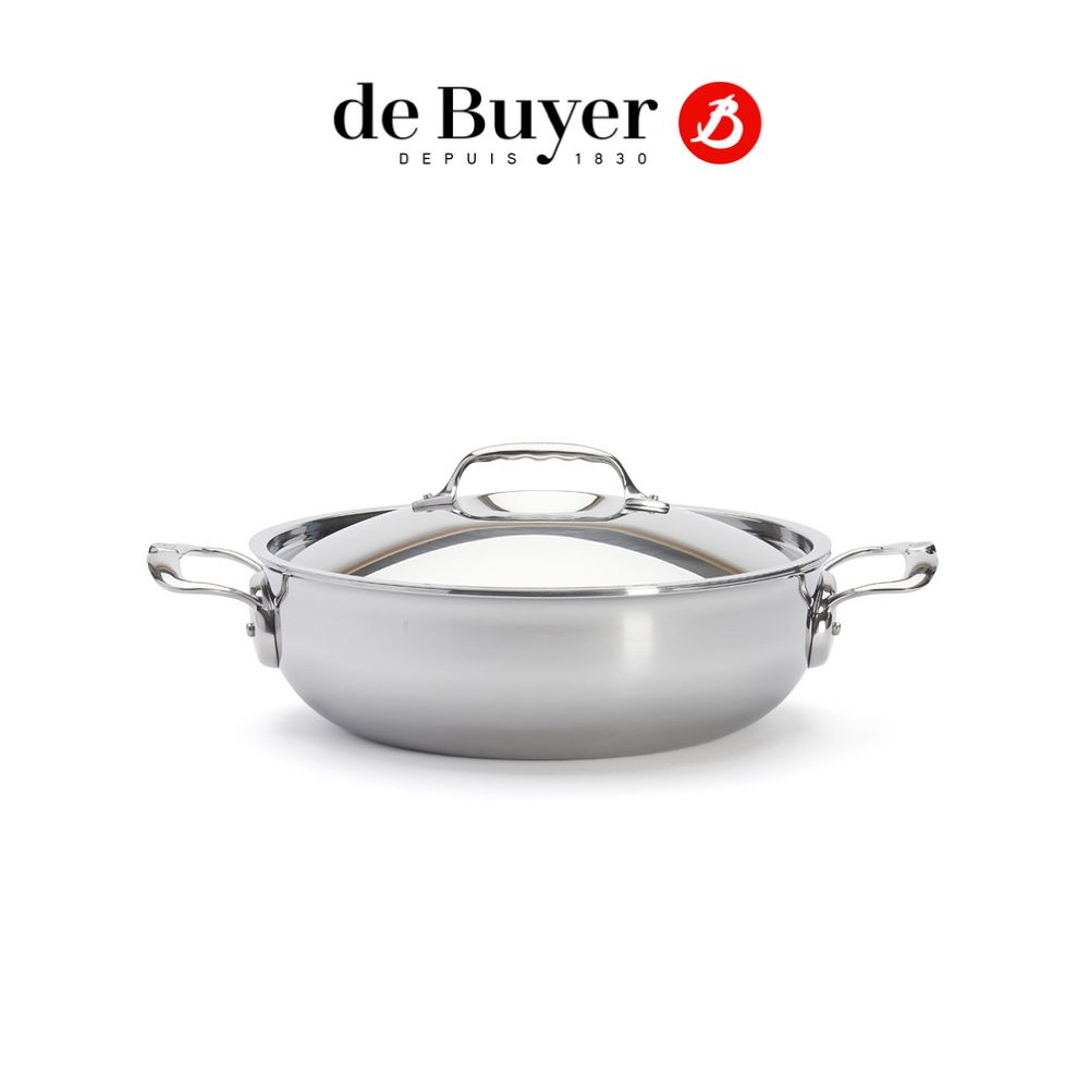 de Buyer 畢耶 法國鍋具『Affinity系列』不鏽鋼雙耳炒鍋28cm(附鍋蓋)