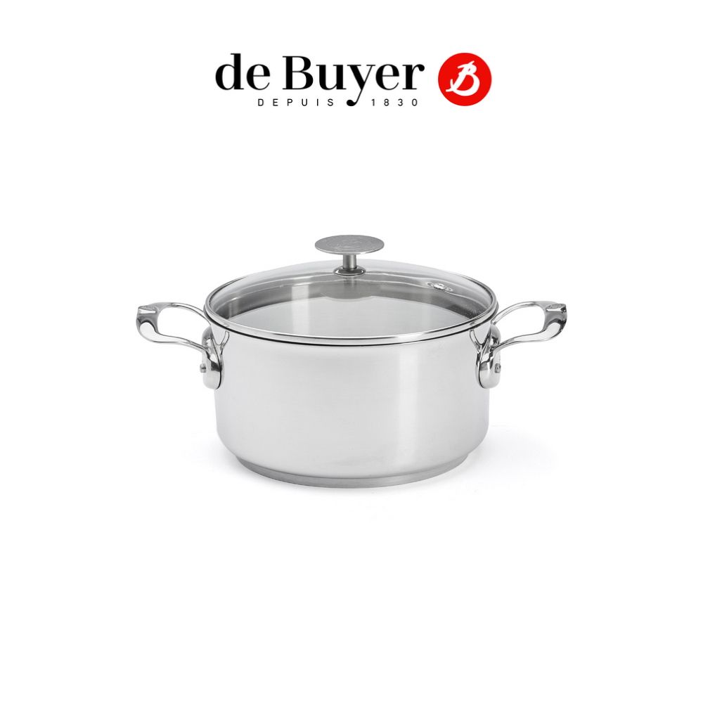de Buyer 畢耶 法國 Milady不銹鋼系列 雙耳湯鍋20cm(含鍋蓋)