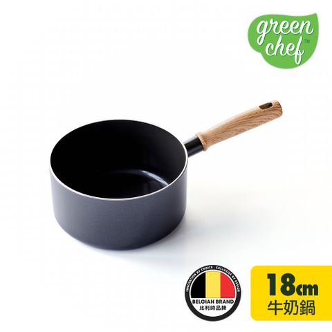 GreenChef 東京木紋系列18cm不沾鍋單柄湯鍋(鋯石黑)