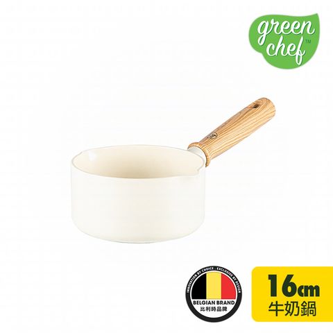 GreenChef 東京木紋系列 牛奶鍋16cm(奶油白))(不含蓋)(不挑爐具,IH爐適用)