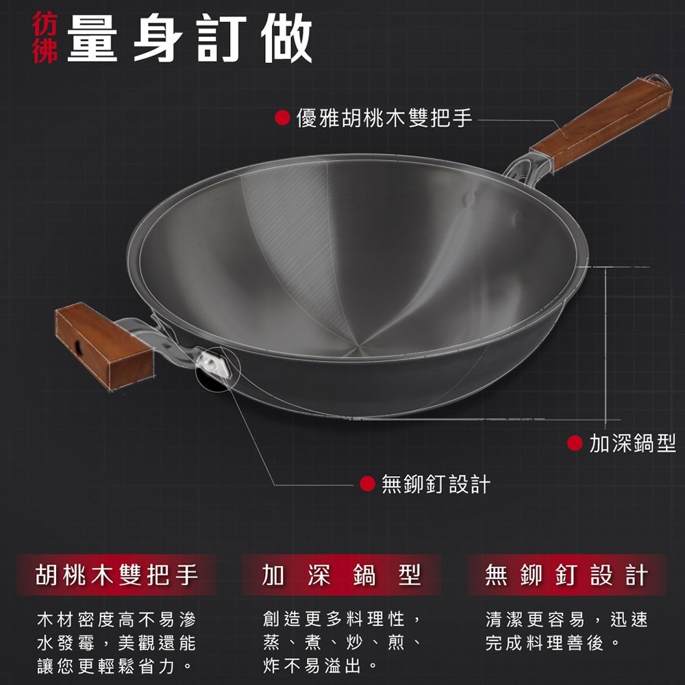 Mother Goose 鵝媽媽 99.94%純鈦鍋輕量複合金物理不沾鍋/鈦金炒鍋40cm+耐熱矽膠鍋鏟34.5cm
