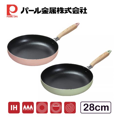 Pearl Life 日本珍珠金屬 NATURAL COOK PURE 不沾平底深煎鍋 28cm IH可用 (不挑爐具2色可選)