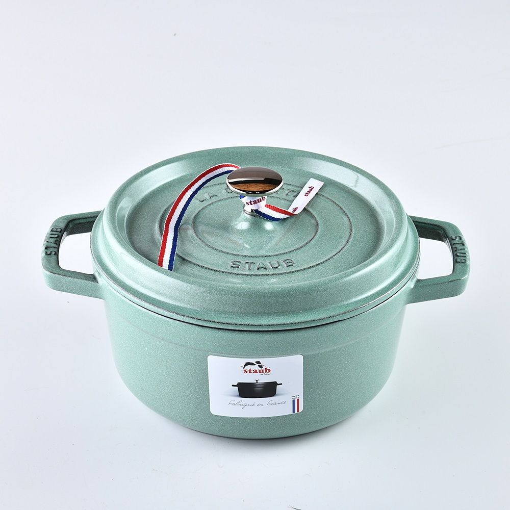 Staub 圓形琺瑯鑄鐵鍋22cm 2.6L 鼠尾草法國製- PChome 24h購物