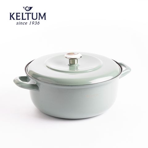 【德國KELTUM】莫蘭迪雙耳琺瑯湯鍋22CM-迷霧綠