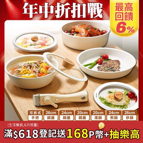 韓式陶瓷不沾鍋 (5件套+24cm+26cm玻璃蓋)