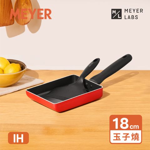 【MEYER 美亞】IH導磁陶瓷不沾玉子燒鍋18CM (附專用矽膠鏟)  - BAUHAUS 革新紅系列