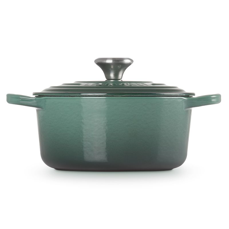 LE CREUSET -典藏琺瑯鑄鐵鍋圓鍋 18cm (綠光森林-鋼頭-內鍋白)