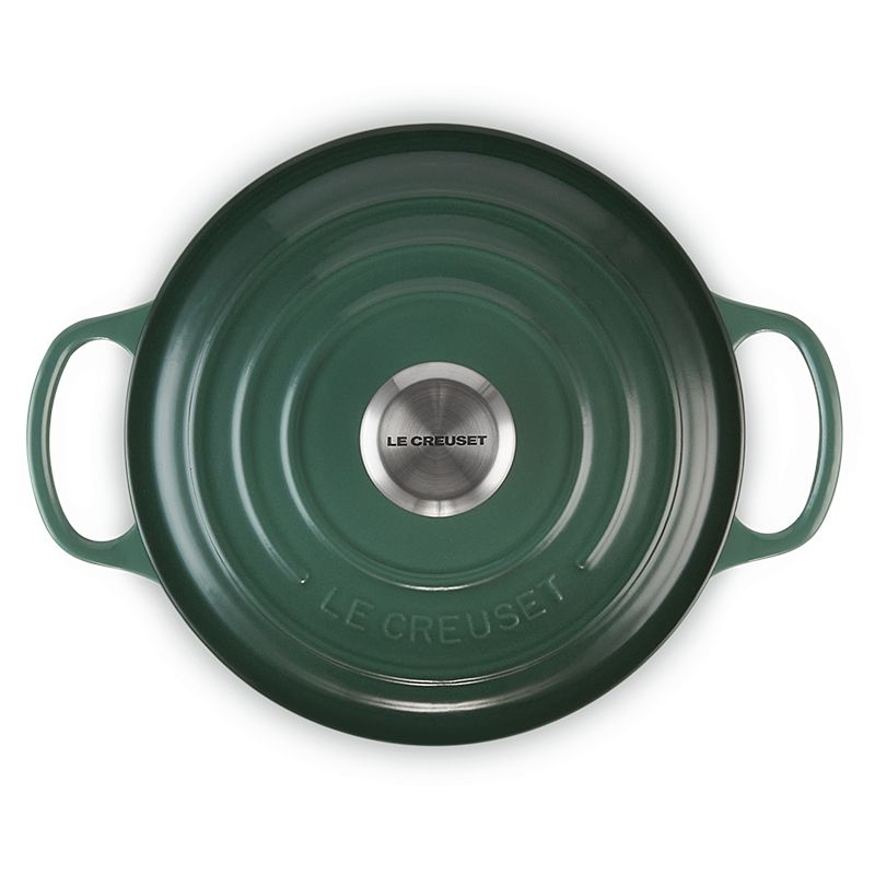 LE CREUSET -典藏琺瑯鑄鐵鍋圓鍋 18cm (綠光森林-鋼頭-內鍋白)