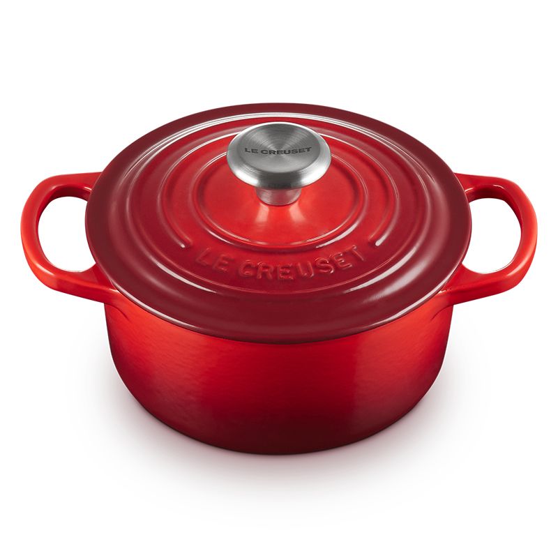 LE CREUSET -典藏琺瑯鑄鐵鍋圓鍋 16cm (櫻桃紅-鋼頭-內鍋白)