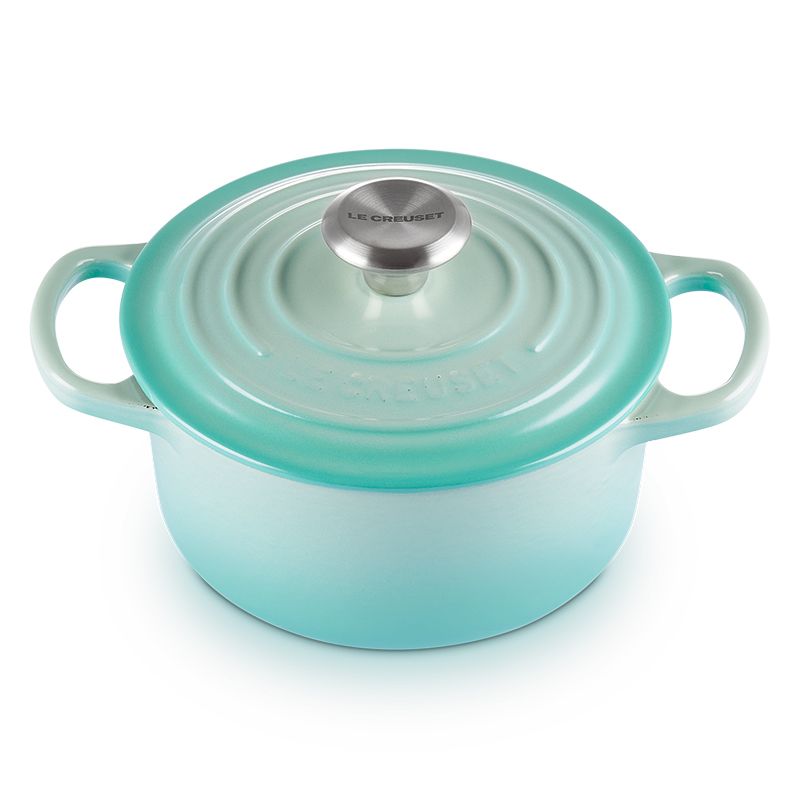 LE CREUSET -典藏琺瑯鑄鐵鍋圓鍋 16cm (薄荷綠-鋼頭-內鍋白)