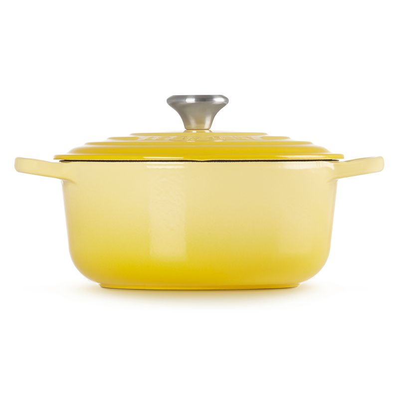 LE CREUSET -典藏琺瑯鑄鐵鍋圓鍋 18cm (閃亮黃-鋼頭-內鍋白)