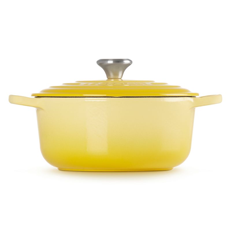 LE CREUSET -典藏琺瑯鑄鐵鍋圓鍋 20cm(閃亮黃-鋼頭-內鍋白)