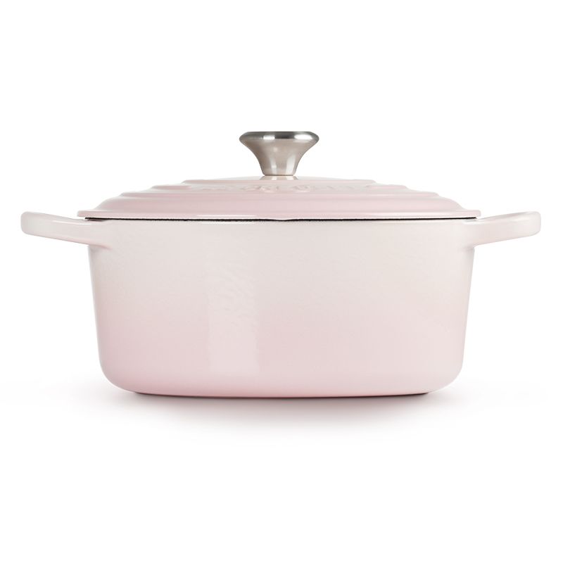 LE CREUSET -典藏琺瑯鑄鐵鍋圓鍋 22cm (貝殼粉-鋼頭-內鍋白)