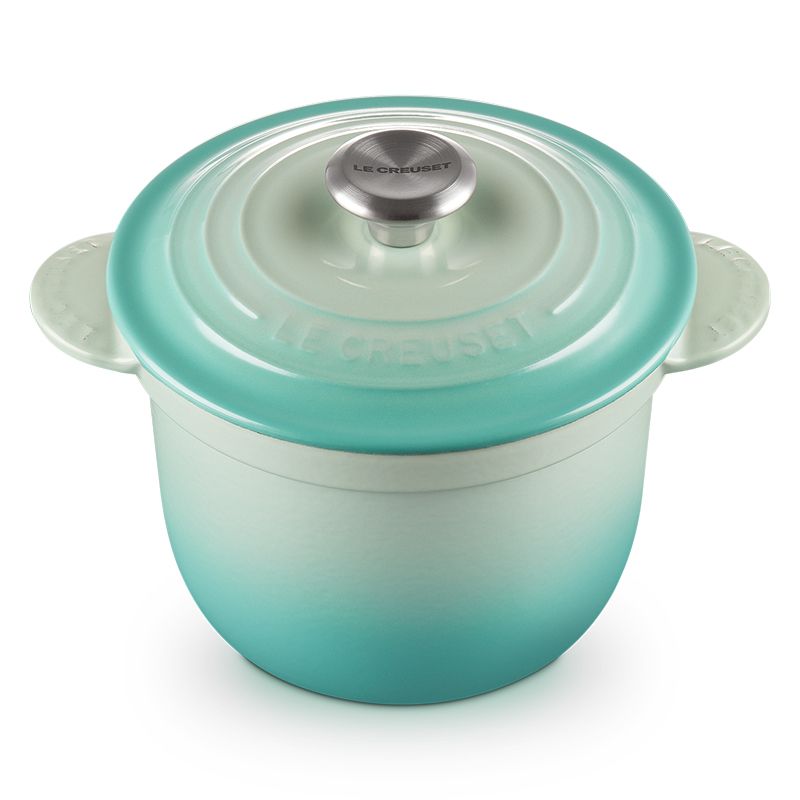 LE CREUSET -萬用窈窕鑄鐵鍋 18 (薄荷綠-鋼頭-內鍋黑)