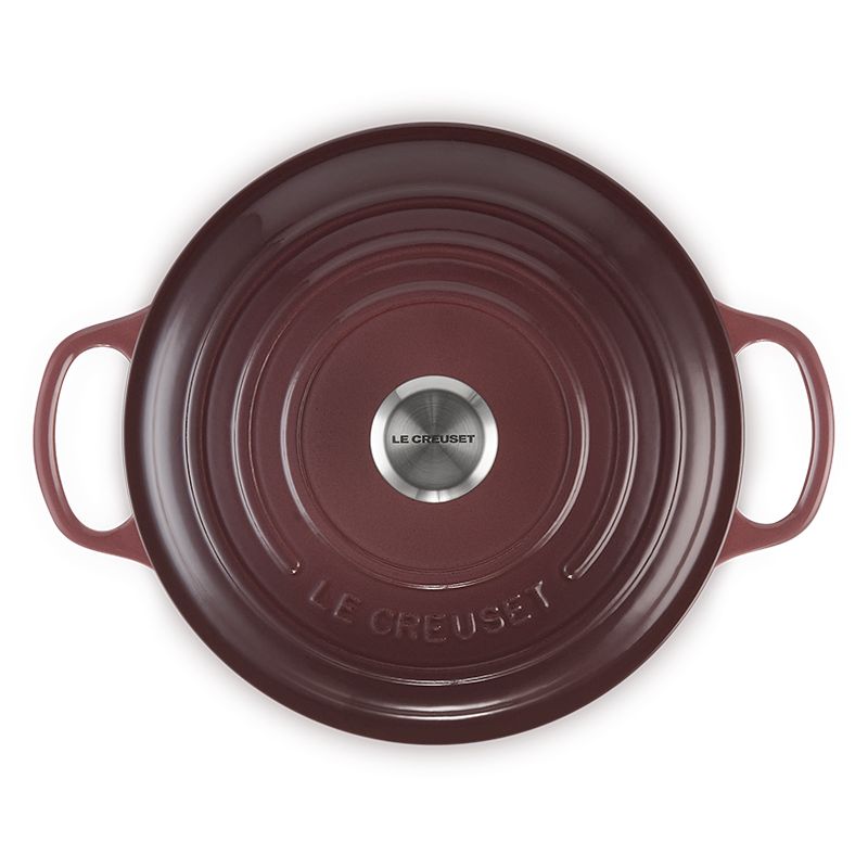 LE CREUSET -典藏琺瑯鑄鐵鍋圓鍋 22cm (無花果-鋼頭-內鍋白)