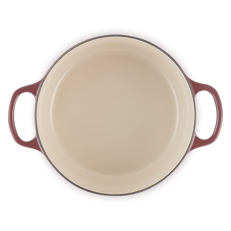 LE CREUSET -典藏琺瑯鑄鐵鍋圓鍋 22cm (無花果-鋼頭-內鍋白)