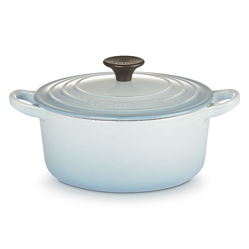 LE CREUSET -琺瑯鑄鐵鍋圓鍋18cm (海岸藍/火焰橘)