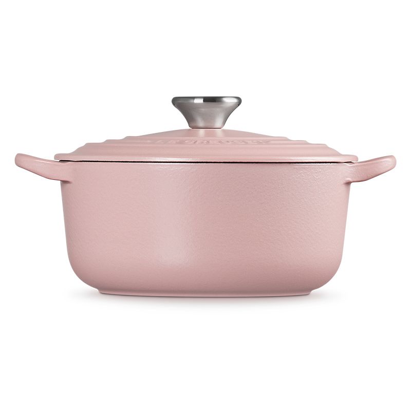 LE CREUSET -琺瑯鑄鐵鍋圓鍋 20cm (甜心粉-鋼頭-內鍋白)