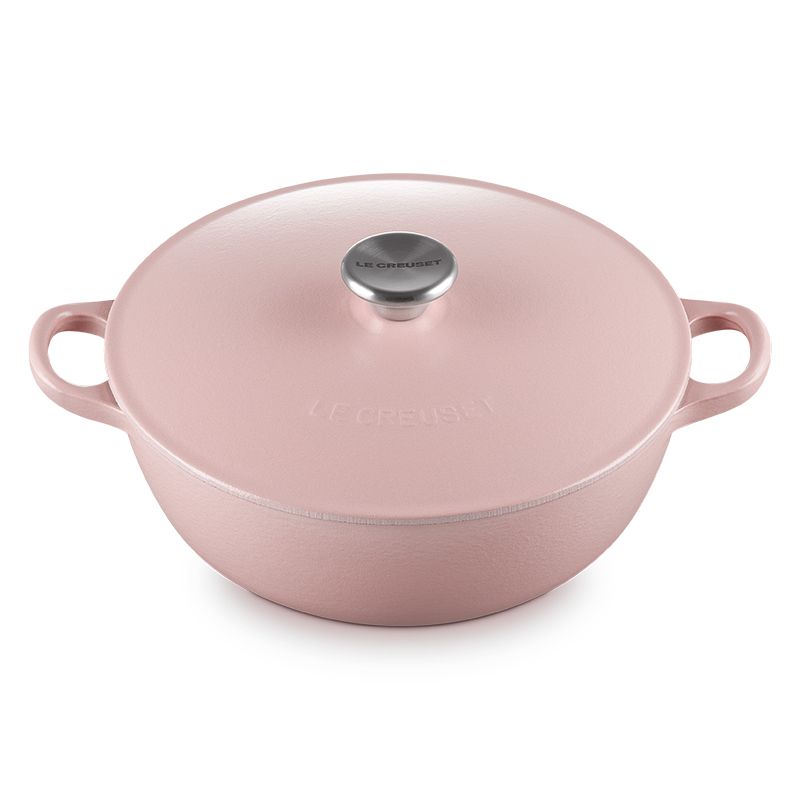 LE CREUSET -琺瑯鑄鐵鍋媽咪鍋 24cm (甜心粉-鋼頭-內鍋黑)