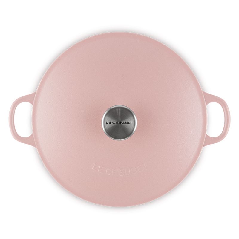 LE CREUSET -琺瑯鑄鐵鍋媽咪鍋 24cm (甜心粉-鋼頭-內鍋黑)