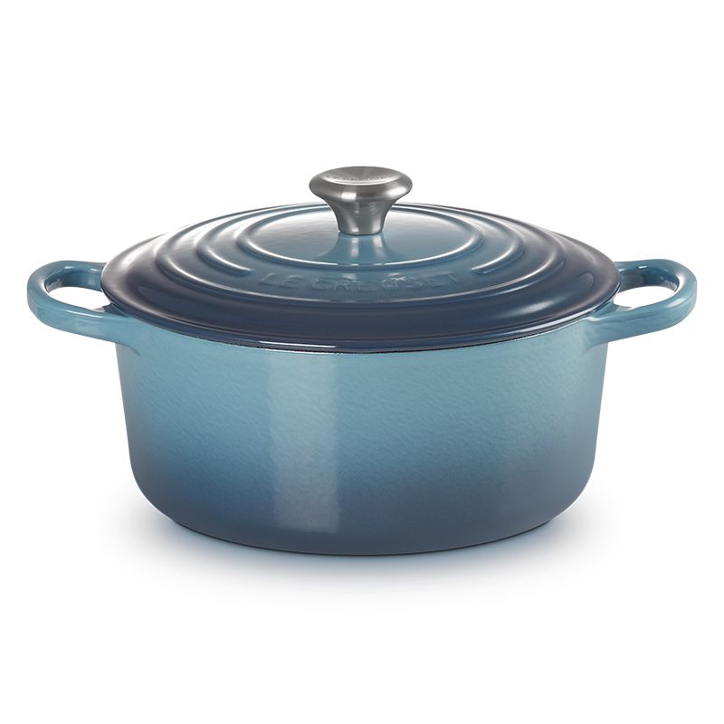 LE CREUSET -典藏琺瑯鑄鐵鍋圓鍋22cm(薰衣草/杏仁奶茶/貝殼粉/薄荷綠/水手藍)