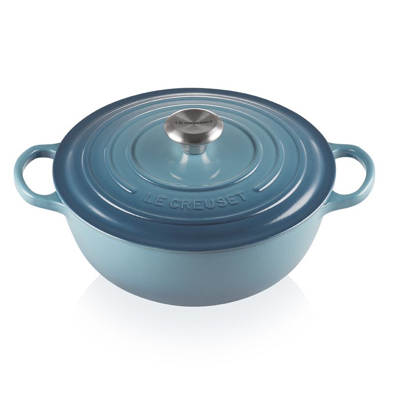 LE CREUSET -典藏琺瑯鑄鐵鍋媽咪鍋26cm(水手藍-鋼頭-內鍋黑)