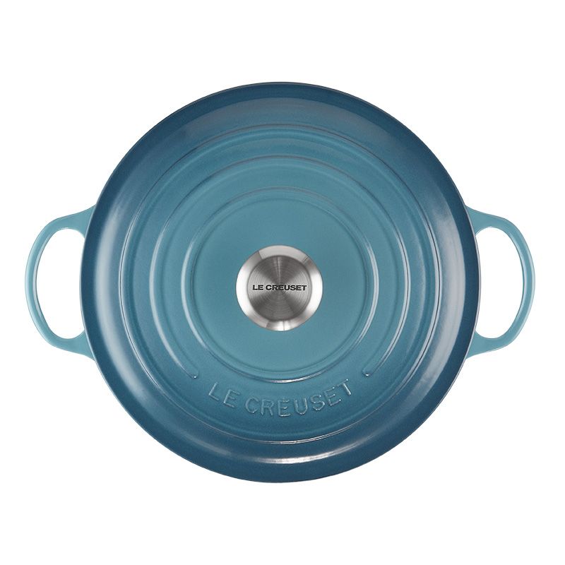 LE CREUSET -典藏琺瑯鑄鐵鍋媽咪鍋26cm(水手藍-鋼頭-內鍋黑)