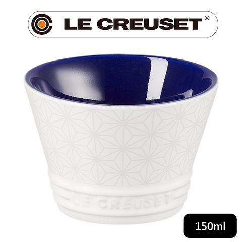 LE CREUSET -新采和風系列-瓷器日式圖騰飯碗150ml (靛青藍)