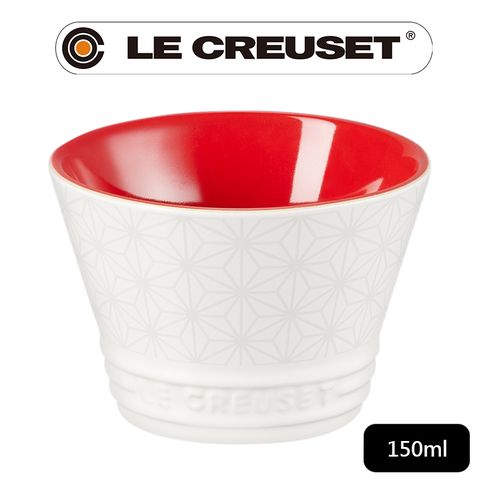 LE CREUSET -新采和風系列-瓷器日式圖騰飯碗150ml (櫻桃紅)