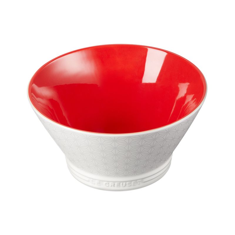 LE CREUSET -新采和風系列-瓷器日式圖騰麵碗19cm (櫻桃紅)