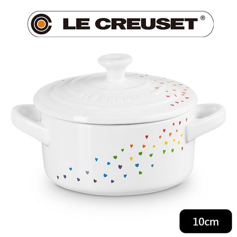 LE CREUSET-瓷器迷你圓烤盅 (繽紛愛心白-無盒)