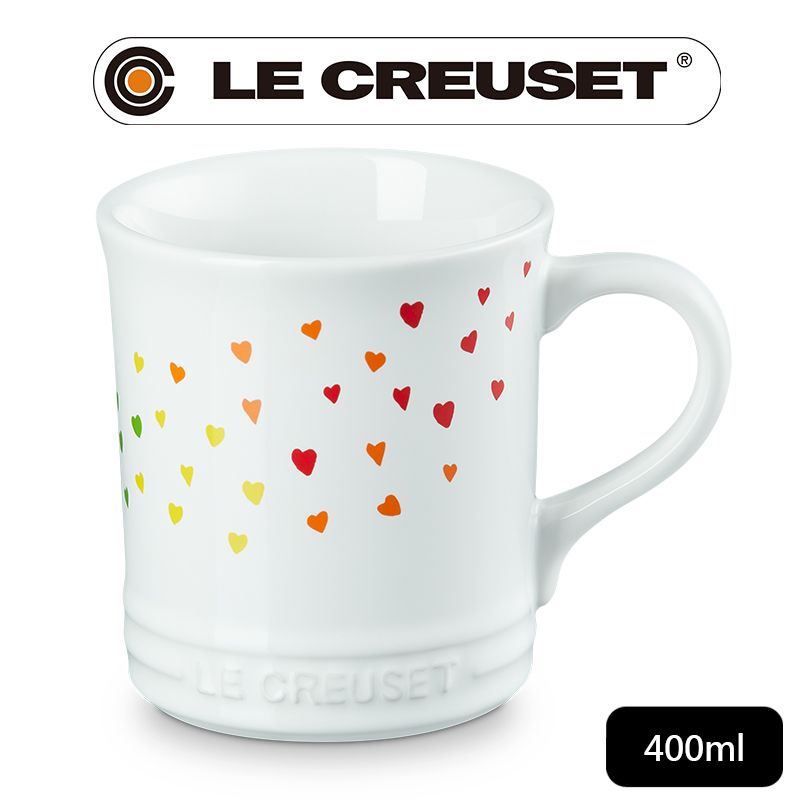 LE CREUSET -瓷器馬克杯 400ml (繽紛愛心白-無盒)