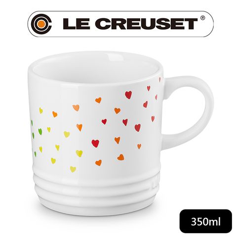 LE CREUSET-瓷器英式馬克杯350ml (繽紛愛心白-無盒)